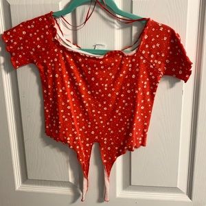 Pacsun red floral crop top
